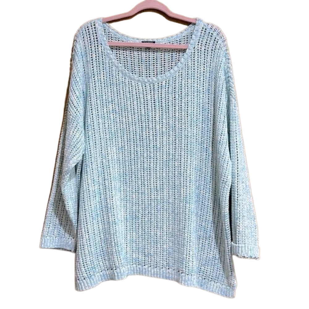 Talbots Blue Tie Dyed Crochet Knit Sweater Plus Size 2X - EUC